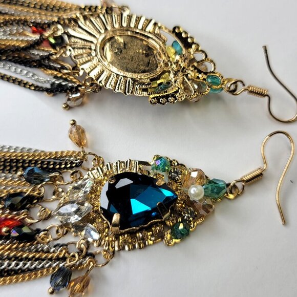 Colourful Long Tassel Earrings - Picture 5 of 8